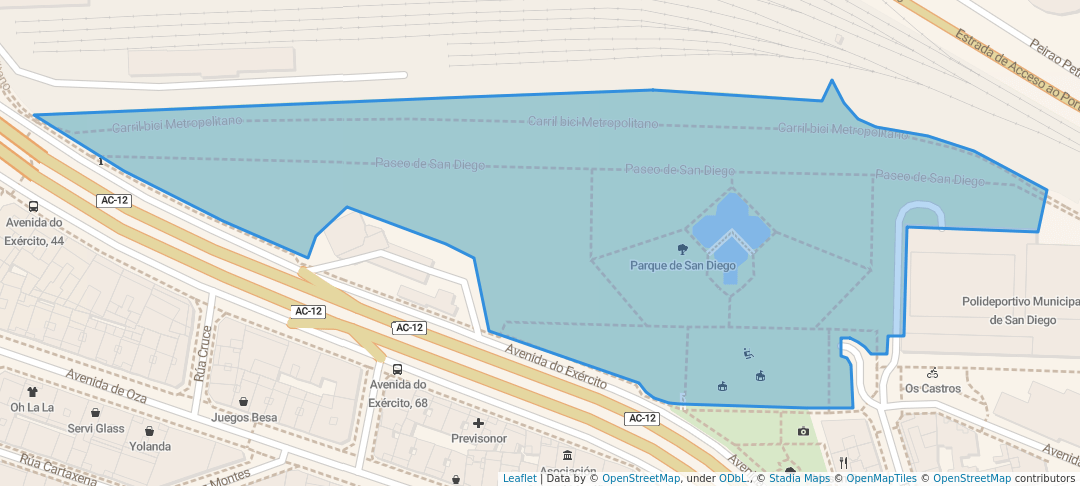 walking in Parque de San Diego map in A Coruña