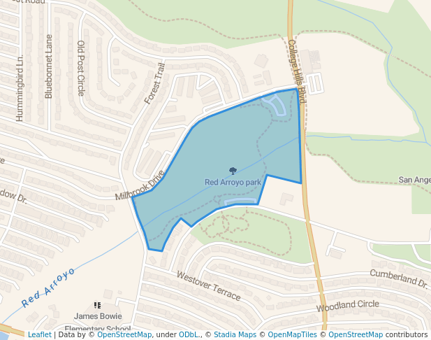 walking in Red Arroyo park map in San Angelo