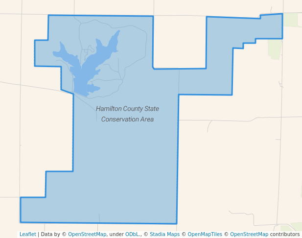 walking in Hamilton County State Conservation Area map in Enfield
