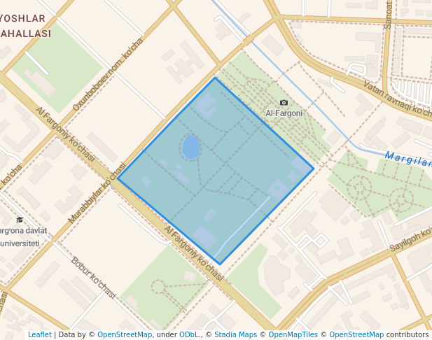 walking in Central park map in Farg'ona