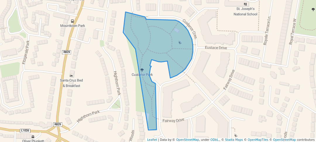 walking in Cualanor Park map in Cualanor