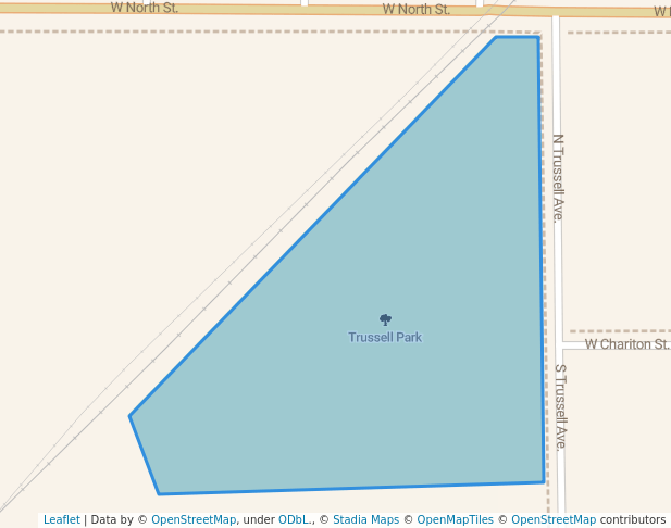 walking in Trussell Park map in Moravia