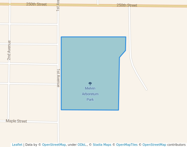 walking in Melvin Arboretum Park map in Melvin