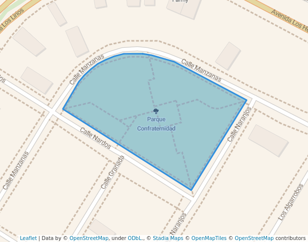 walking in Parque Confraternidad map in San Juan de Miraflores