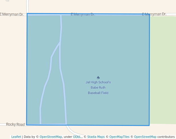 walking in Jal Schools Baseball Field. map in Jal