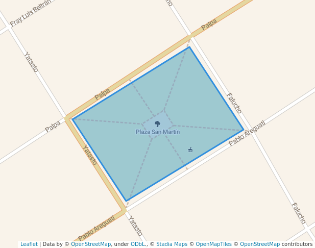 walking in Plaza San Martín map in Grand Bourg