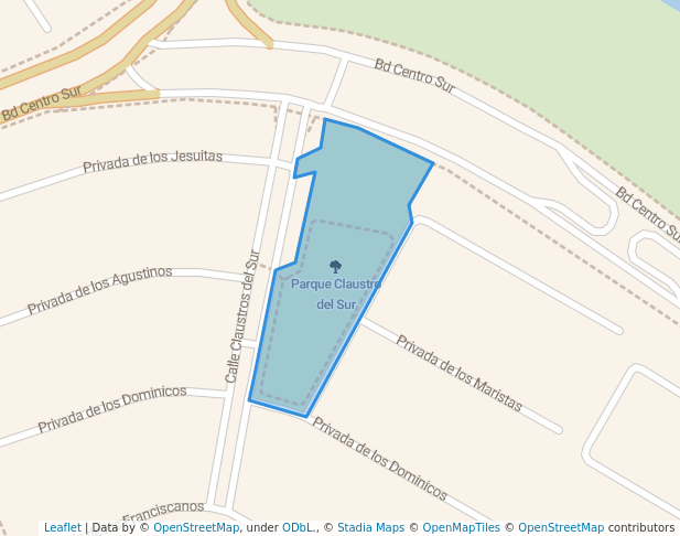 walking in Parque Claustro del Sur map in Santiago de Querétaro