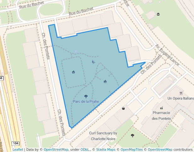 walking in Parc de la Pralie map in Lancy