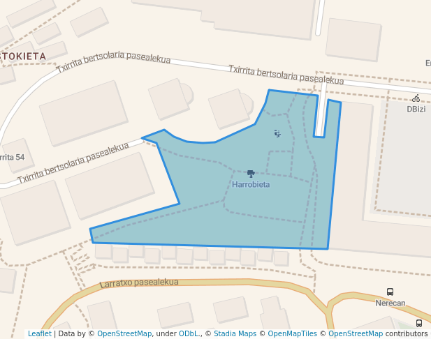 walking in Harrobieta map in Donostia