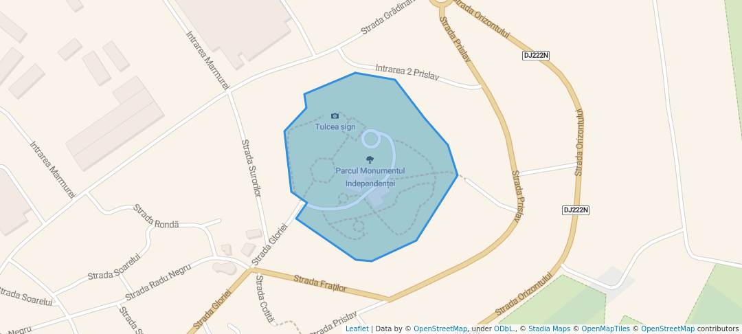 walking in Parcul Monumentul Independenței map in Tulcea