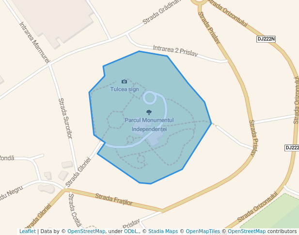 walking in Parcul Monumentul Independenței map in Tulcea