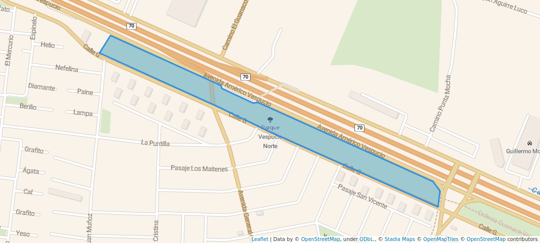 walking in Parque Vespucio Norte map in Conchalí