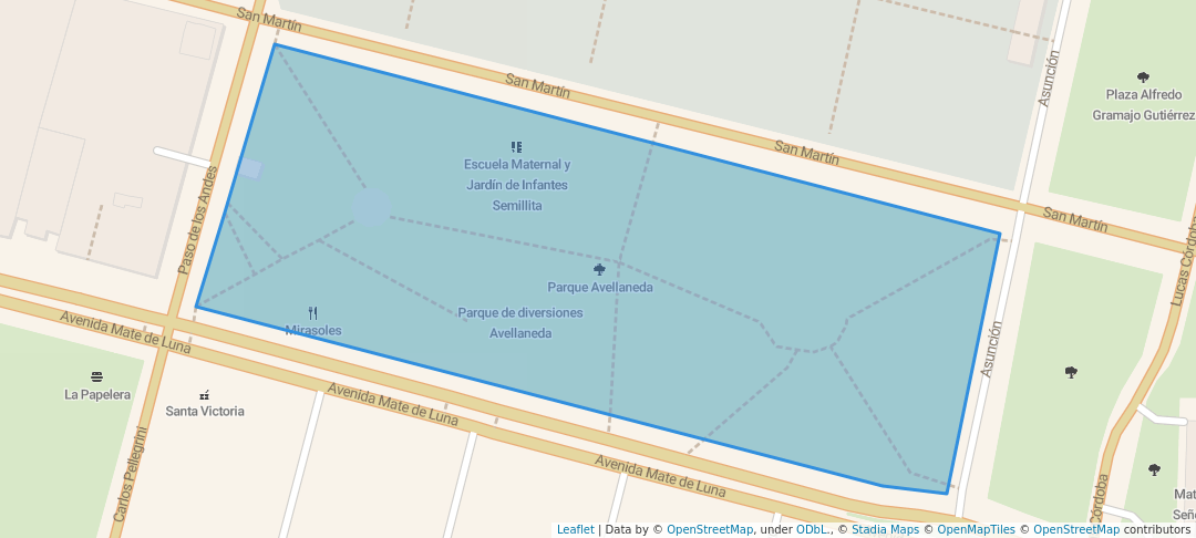 walking in Parque Avellaneda map in San Miguel de Tucumán