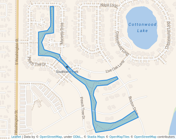 walking in Southland Park map in Bismarck