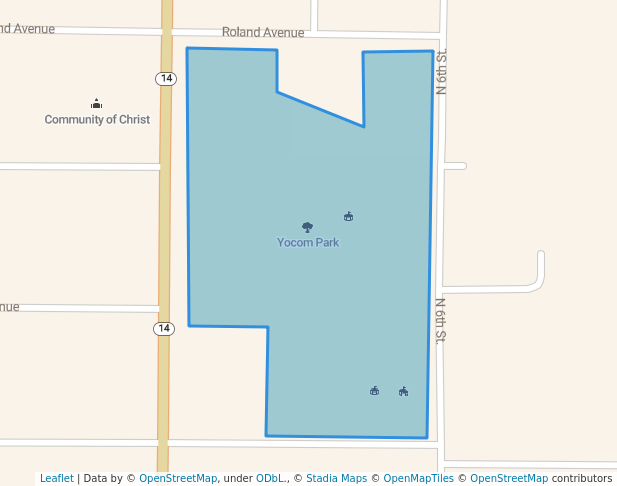 walking in Yocom Park map in Chariton