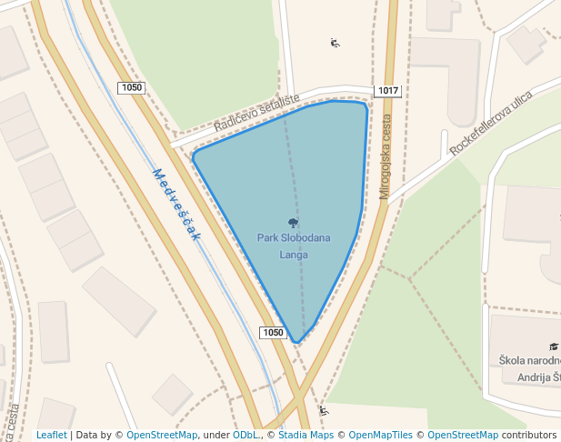 walking in Park Slobodana Langa map in Zagreb