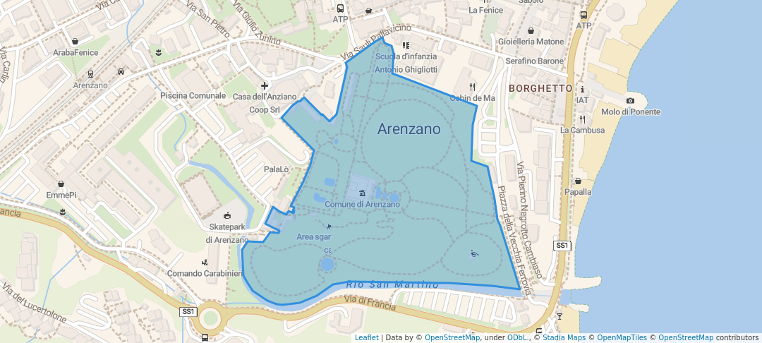 walking in Parco Villa Pallavicini map in Arenzano