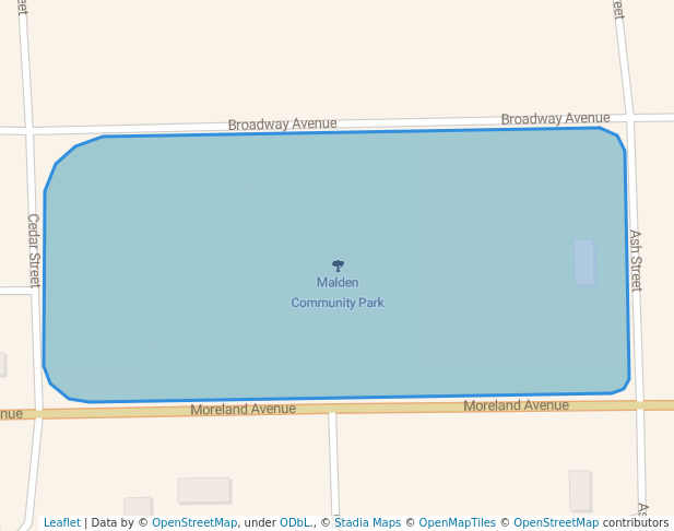 walking in Malden Community Park map in Malden