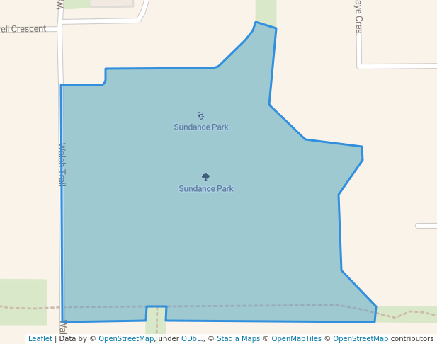 walking in Sundance Park map in Swift Current