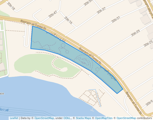 walking in Adamiyah Corniche map in Baghdad