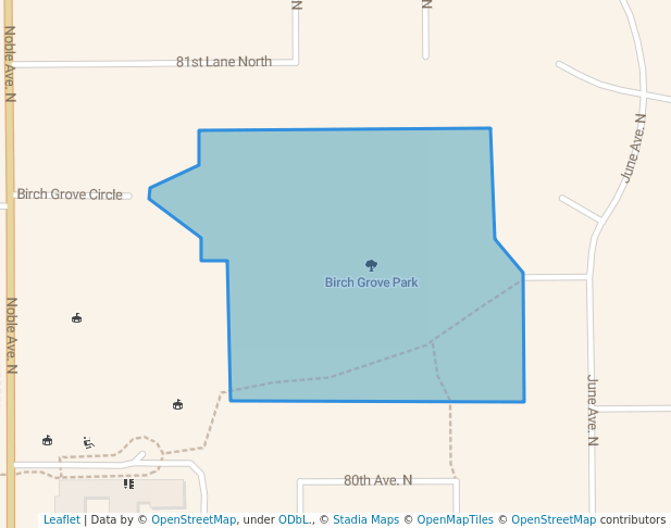 walking in Birch Grove Park map in Brooklyn Park