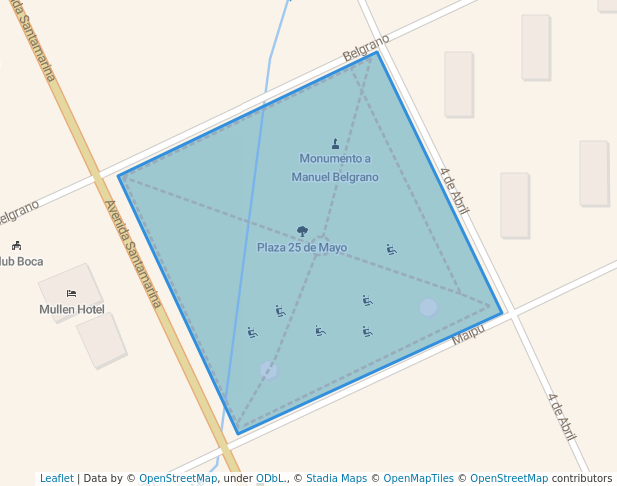 walking in Plaza 25 de Mayo map in Tandil