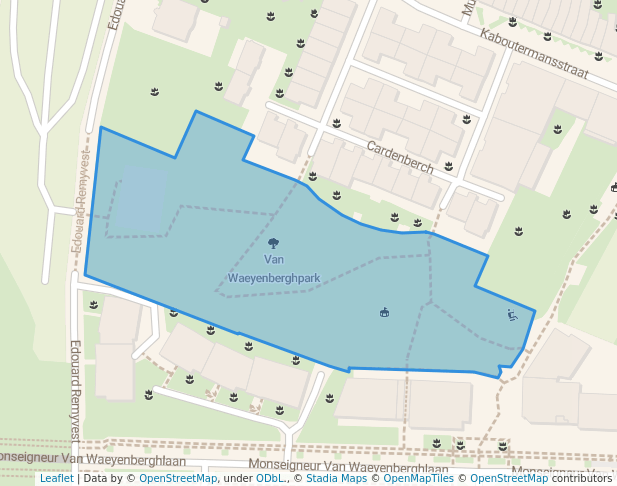 walking in Van Waeyenberghpark map in Leuven
