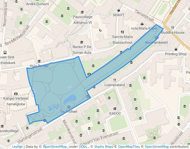 walking in Sint-Donatuspark map in Leuven