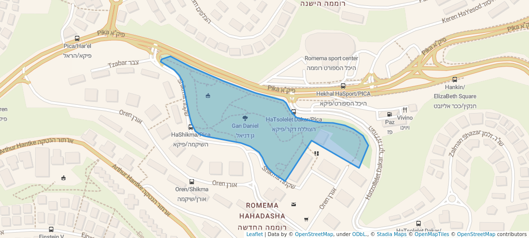 walking in Gan Daniel map in Ashkelon