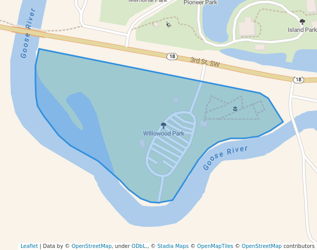 walking in WIllowood Park map in Mayville