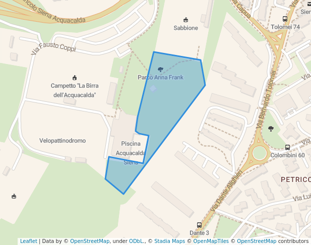 walking in Parco Anna Frank map in Siena