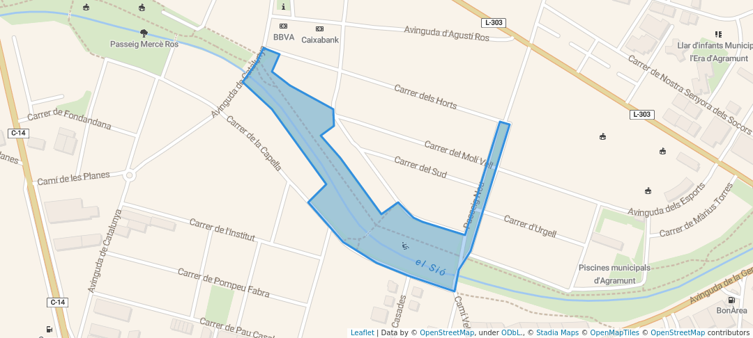 walking in Passeig de Josep Brufau map in Agramunt