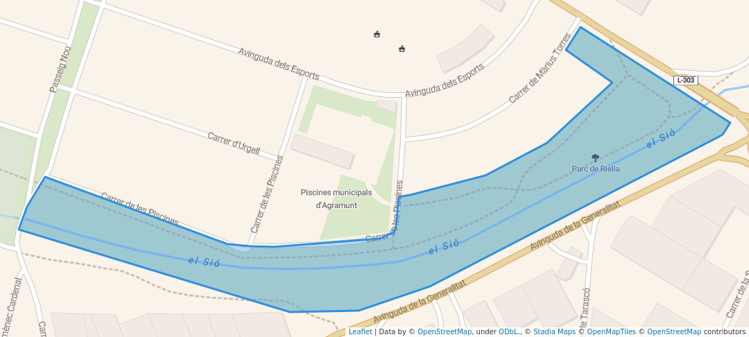 walking in Parc de Riella map in Agramunt