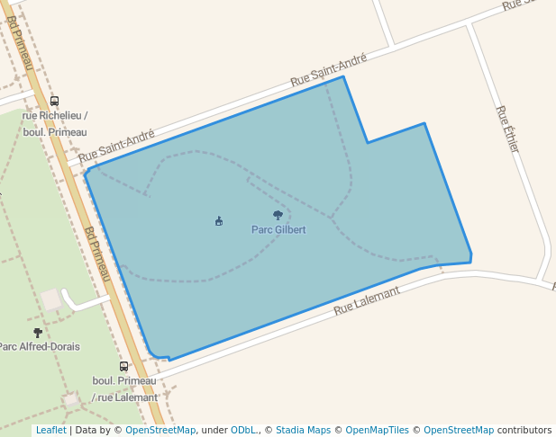 walking in Parc Gilbert map in Châteauguay