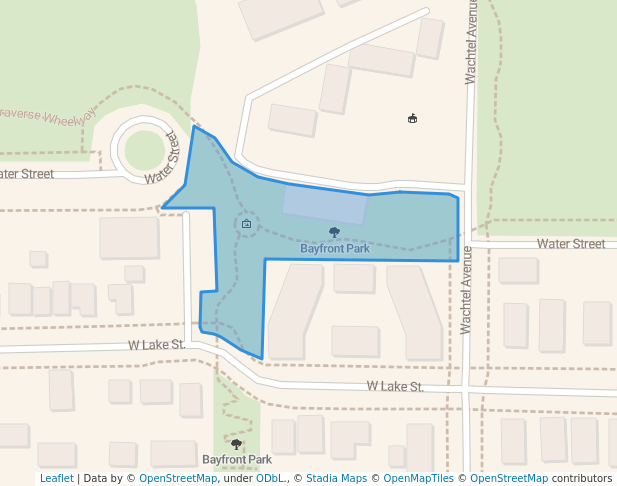 walking in Bayfront Park map in Petoskey