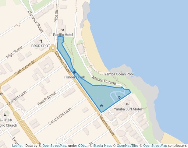 walking in Flinders Park map in Yamba