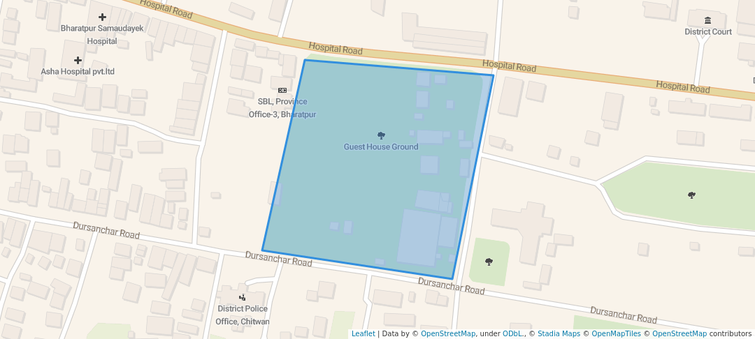 walking in Cobard Hall Park map in Bharatpur