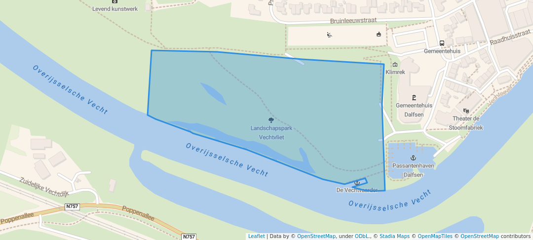 walking in Landschapspark Vechtvliet map in Dalfsen