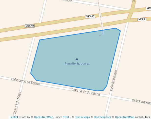 walking in Plaza Benito Juárez map in Reynosa