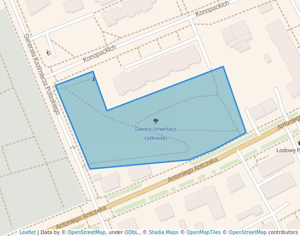 walking in Dawny cmentarz żydowski map in Toruń