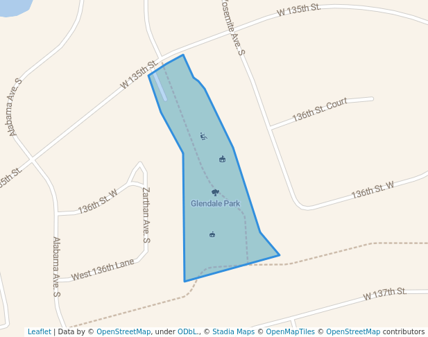 walking in Glendale Park map in Savage