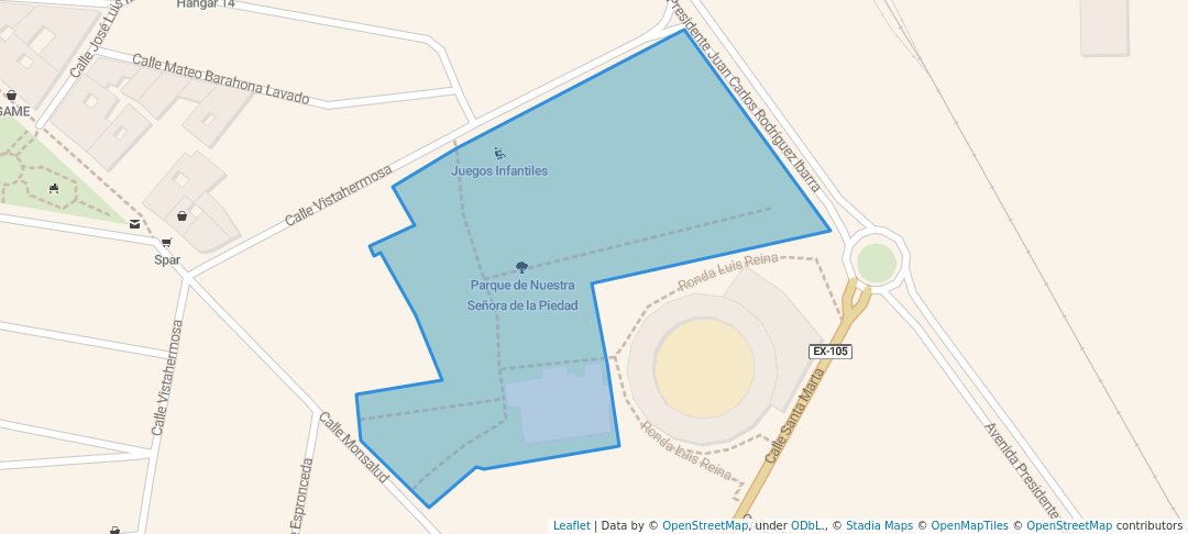 walking in Parque de Nuestra Señora de la Piedad map in Almendralejo