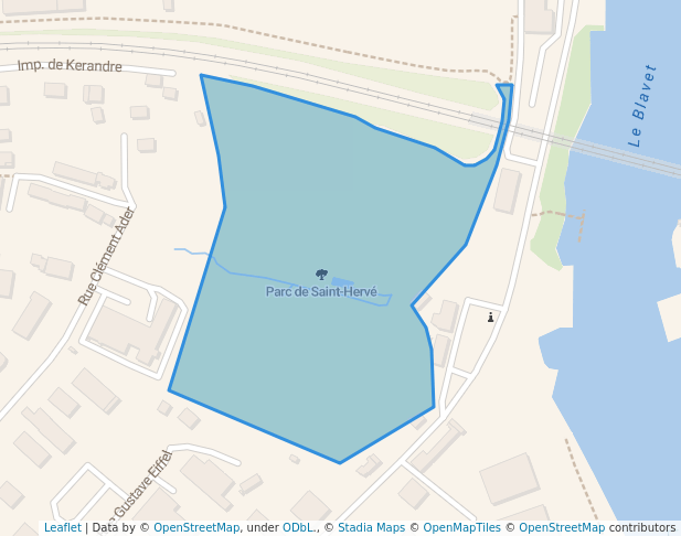 walking in Parc de Saint-Hervé map in Hennebont