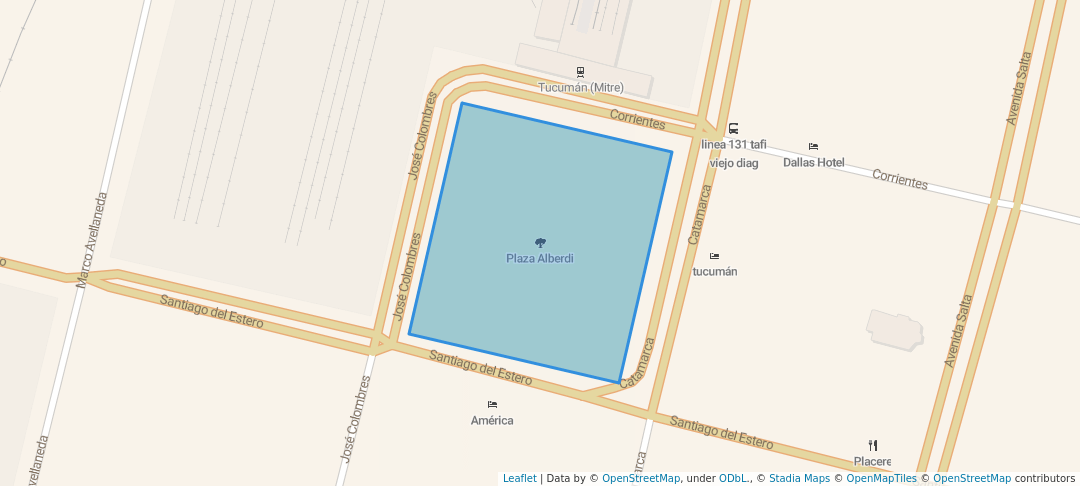 walking in Plaza Alberdi map in San Miguel de Tucumán