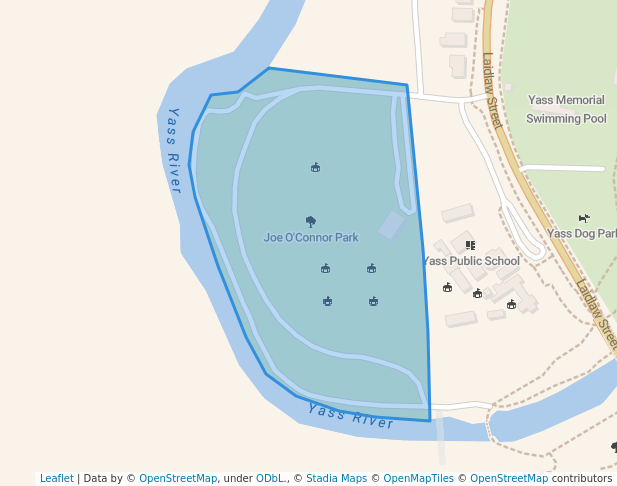 walking in Joe O'Connor Park map in Yass
