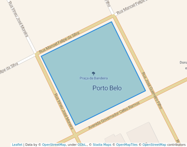 walking in Praça da Bandeira map in Pôrto Belo