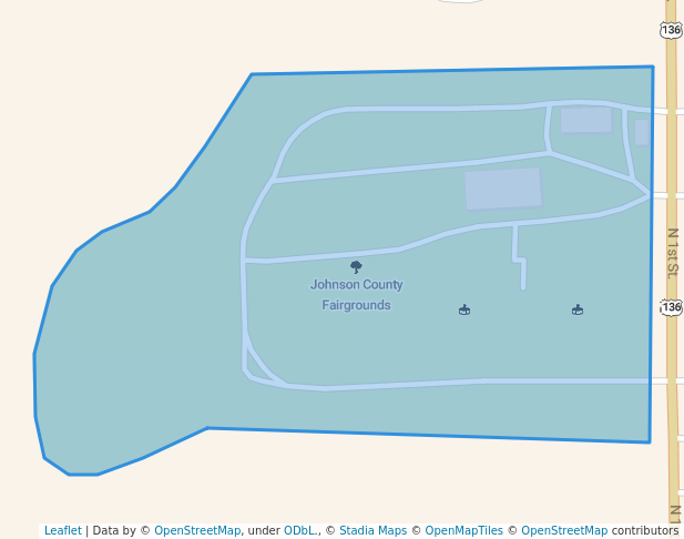walking in Johnson County Fairgrounds map in Tecumseh