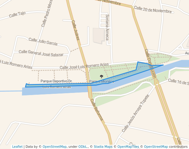 walking in Circuito Recreativo "Río tu espacio" 1era Etapa map in Ameca