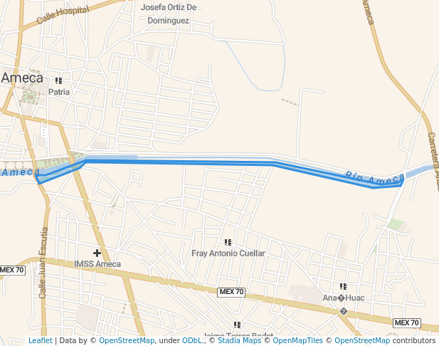 walking in Circuito Recreativo "Río Tu Espacio" 2da Etapa map in Ameca