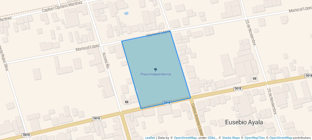 walking in Plaza Independencia map in Eusebio Ayala